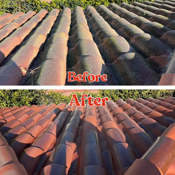 Before and after roof cleaning Irvine CA